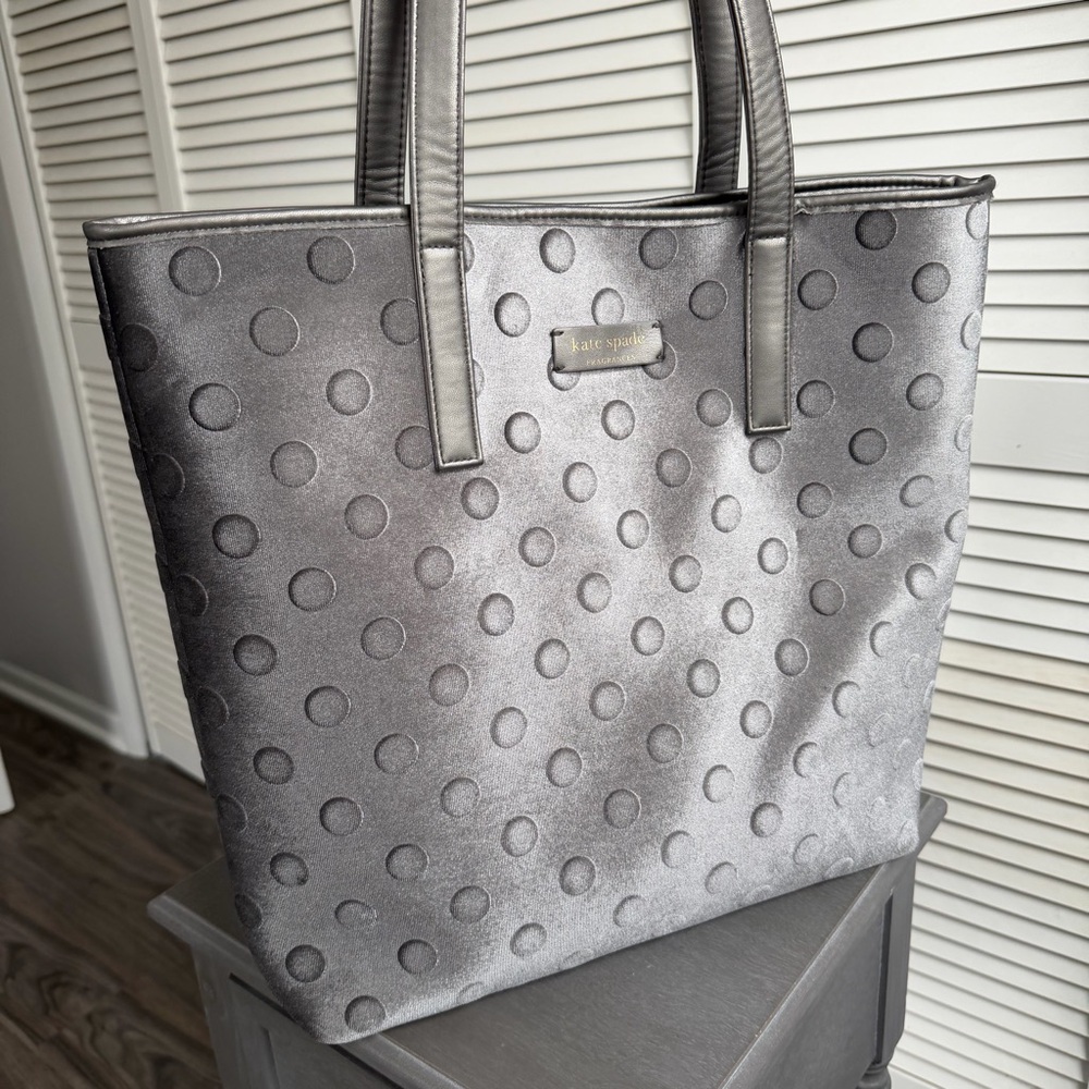 Kate Spade Fragrances Polka Dot Velour Neoprene Shopper Tote Bag